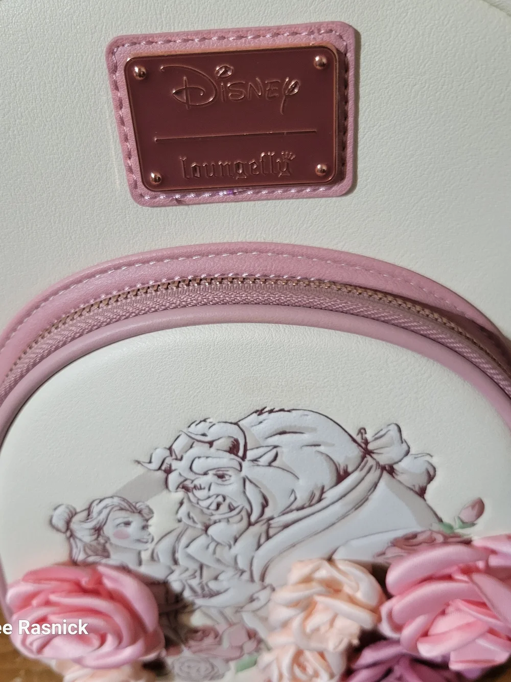 Disney Loungefly Beauty and the Beast Floral Mini Backpack - Cream & Pink